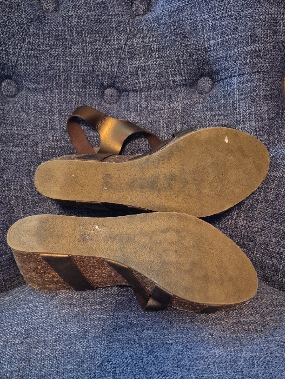 Women's Metallic Brown Crisscross Wedge Sandals - Picture 7 of 9